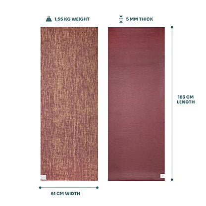 Myga Jute Yoga Mat, High Performance Vegan Floor Exercise Mat, Eco Friendly Biodegradable Yoga Mat with PVC Backing,72" x 24", 0.2" Thickness - color: Plum