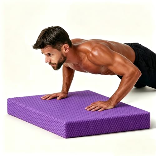 High-Density Balance Pad, Extra Large Balance Pad for Physical Therapy, TPU Foam Balance Board for Rehabilitation Stability Workout Knee and Ankle Exercise - color: Purple, size: 19.69*15.7*2.36 inch