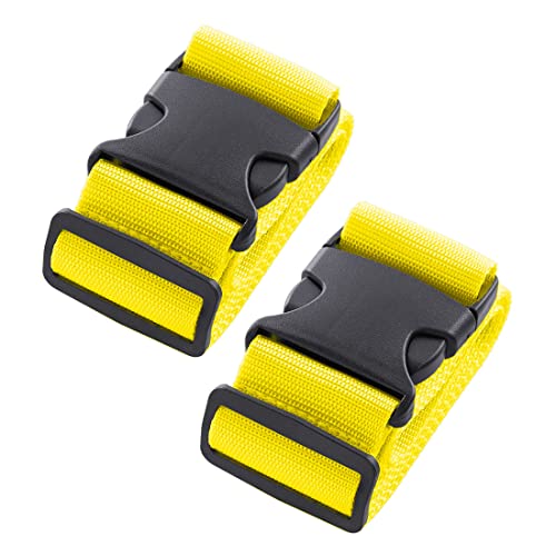 2pcs 74″×2″Luggage Straps for Suitcases,Adjustable Suitcase Straps and Heavy Duty Strap Buckle Packing Straps Travel Accessories,Yellow - color: Yellow 2PCS