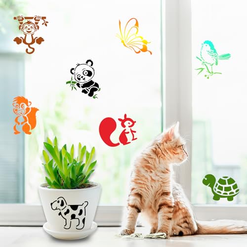 Augshy 56 Pcs Animal Stencils for Painting Craft Drawing Templates for Kids | Reusable Plastic, Wood Canvas Fabric Rock Glass Pottery, DIY Artist Painting, Drawing Stencils for Artists Kids Crafters - style: Animals