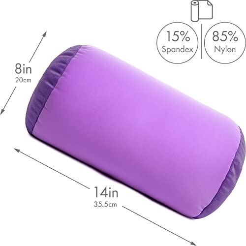 Microbead Bolster Neck Roll Pillow, 14x8 in Cylinder Tube, Pale Purple | Silky feel fabric helps prevent wrinkles & hair breakage; feather-light beads gently cushion head & shoulders as you rest - color: Pale Purple
