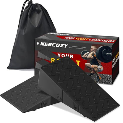 Squat Wedge Height-Adjustable Slant Board: 2Pcs Wide Wedges for Weightlifting Leg Glute Workout Improve Strength and Mobility for Gym Home - size: Large