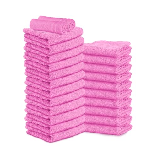 24 Pack Pink Hand Towels 100% Cotton Spa Towel – 16x27 inches Highly Absorbable Facial Towels Gym, Hair, Face, Bulk Small Towels (Not Bleach Proof) - color: Pink, size: HAND TOWEL PACK OF 24 16X27