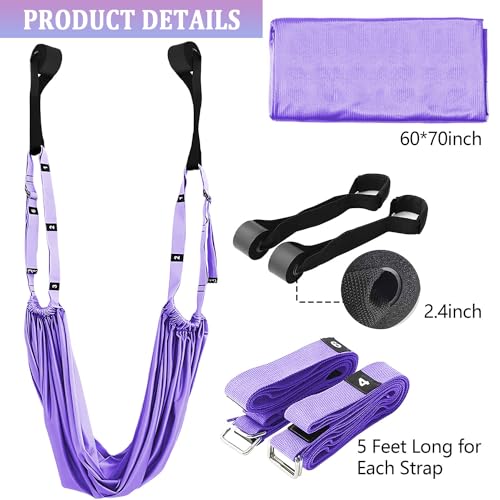 Leg Stretcher Strap Adjustable Fitness Strap Band for Waist Trainer Stretching Door Swing Flexibility Tensile Trainer with Carrying Pouch Back Bend Go Upside-Down for Yoga Practitioner Ballet Dancer Gymnastics Exercises - color: Purple