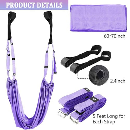 Leg Stretcher Strap, Adjustable Door Flexibility Trainer - color: Purple