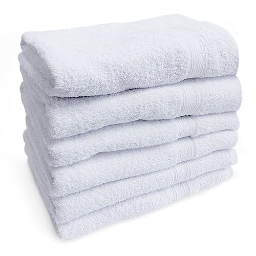 Towels N More 멀티 팩 55.9 x 111.9cm(22 x 44인치) 소형 경량 체육관 타월 또는 빠른 건조 목욕 타월 또는 살롱 타월로 사용 가능, 100% 링스펀 면 루프 스웨트 타월 여성용 헤어 드라이 타월 (6)