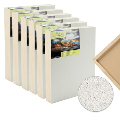 Da Vinci Pro Resist-Grip Coarse Textured Gesso Board, 3x9-6 Pack, 2" Depth Art Boards for Painting, White Acrylic Polymer with Quartz Sand, Warp-Resistant Cradled and Sealed MDF Panel - size: 3x9" - 6 Pack