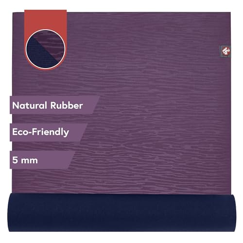 Manduka eKO Yoga Mat - Natural Rubber | Eco-Friendly | Soft Textured Surface| Natural Next-to-Skin Feel - color: Acai Midnight, size: 71" x 24"