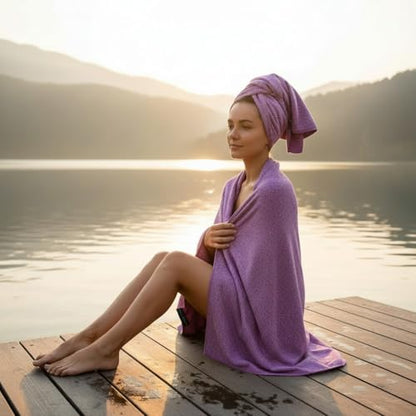 2-Pack Microfiber Towel - XXL Travel Quick Dry and Extra Soft Microfiber Towels, Lightweight and Compact for Gym, Swim Practice, Travel, Backpacking, Camping, RV, Beach, Camping - color: Purple Marle