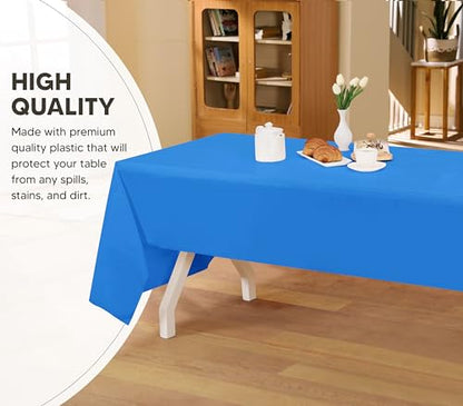 Utopia Kitchen Plastic Table Cloth Disposable [Blue, 12 Pack] | 54x108 Inch Rectangle Tablecloth Waterproof Stain Resistant Party Table Cover - color: Blue, size: 54X108 Inch - 12PC