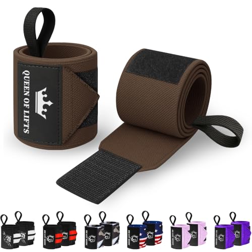 TECEUM Elastic Cotton Weightlifting Wrist Wraps with Thumb Loops, 1 Pair - color: Brown, style: 18" – Queen of Lifts