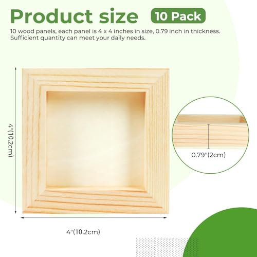FSWCCK 10 Pack 4 x 4 inch Wood Panel Boards, Unfinished Wood Canvas Panels for Crafts, Painting Canvas, DIY Art Projects, Pouring, Arts Use with Oils, Acrylics - size: 4"X 4" 10 Pack