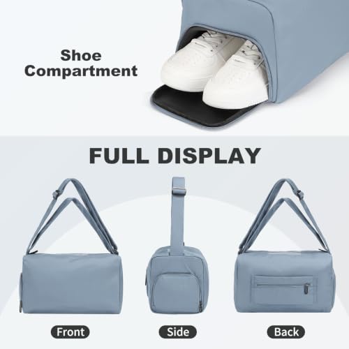 Womens Mini Gym Bag with Shoe Compartment 20L, Dusty Blue - color: Dusty Blue