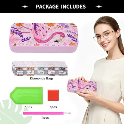 FlyingMage 5D Diamond Art Painting Kit for Adults Beginner, Small DIY Diamond Dots Gem Art Painting Mosaic Kits, Cute Hard Shell Sunglasses Eyeglasses Glasses Case for Women Teen, Pink Flamingo - color: Pink Flamingo