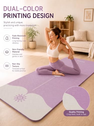 EaseUp Yoga Mat 73"x28"x0.4",10mm thick,Non Slip for Workout, Pilates - color: Purple
