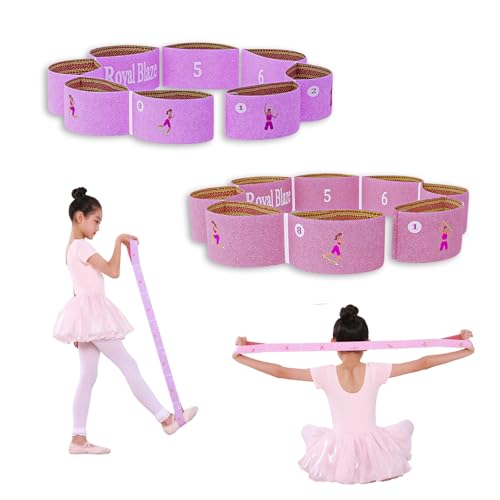 Stretch Strap with Loops – 2 PCS Multi-Loop Yoga & Physical Therapy Stretching Band, Cotton Flexibility Strap for Exercise & Ballet, Pink & Purple 8 Loops