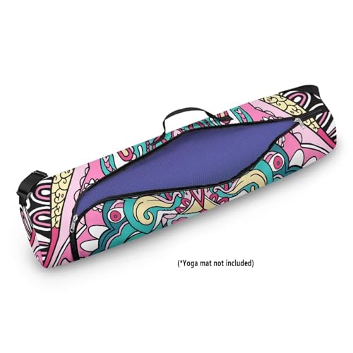 Yoga Mat Bag Portable Yoga Mat Holder with Adjustable Strap Lighweight Gym Tote Bag with Handle - color: Boho Mandala Pink