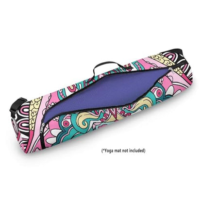 Yoga Mat Bag Portable Yoga Mat Holder with Adjustable Strap Lighweight Gym Tote Bag with Handle - color: Boho Mandala Pink