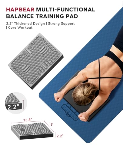 HAPBEAR Exercise Balance Pad - 15"x12" Non-Slip Textured Bottom Stability Training Mat - 2.25" Thick Soft Cushioned Foam for Physical Therapy, Core Training & Home Workouts - color: Gray-1PC