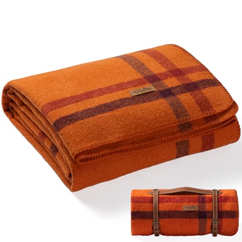 Molithe 100% Wool Blanket, 62" x 48", Warm, Thick, Washable, Military | Great for Camping, Outdoors, Sporting Events, Survival Kits Sunset Frame - color: Warm Sunset Frame, size: Medium