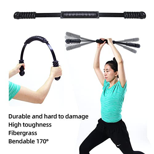 Elastic Fitness Stick Elastic Bar Body Exercise Bar Muscle Training for Exercise Tremor Stick Shoulder Rehabilitation Physical Therapy, Aerobics,Body Shaping Home Gym Yoga, Pilates - color: matt black