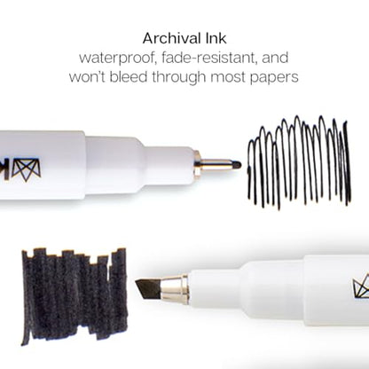 KINGART PRO Inkline Black Micro Line & Precision Graphic Pens, 10 Assorted Nibs, BLACK Archival Waterproof Japanese Ink for Art, Illustration, Calligraphy, Sketching, Anime, Technical Drawing, Manga
