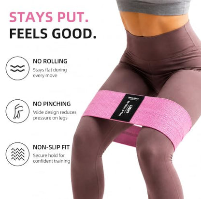 Fabric Resistance Bands,5 Non-Slip Fabric Workout Bands,Booty Bands for Women & Men, Elastic Exercise Bands for Legs, Glutes, Hips & Thighs, Home Fitness & Gym - color: Pink 4-Pack