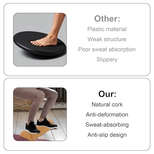 Cork Balance Board Foot Strengthener, Natural Cork Balance Board Ankle Stability Trainer for Foot Function Training Enhance Joint Stability Improve Body Posture