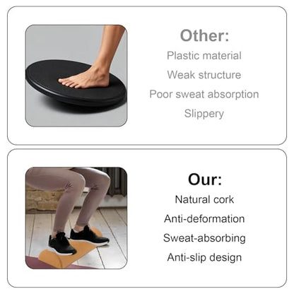 Cork Balance Board Foot Strengthener, Natural Cork Balance Board Ankle Stability Trainer for Foot Function Training Enhance Joint Stability Improve Body Posture