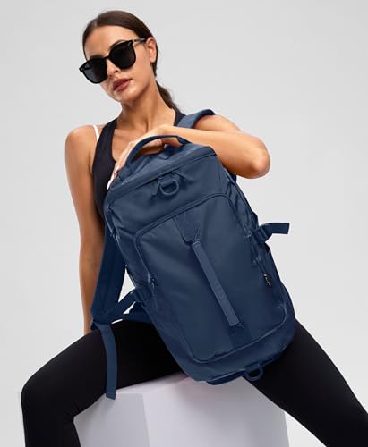 Gym Bag for Women with Shoe Compartment and Wet Pocket Convertible Gym Backpack workout Duffel Bag Multiple Pockets 30L - color: Navy