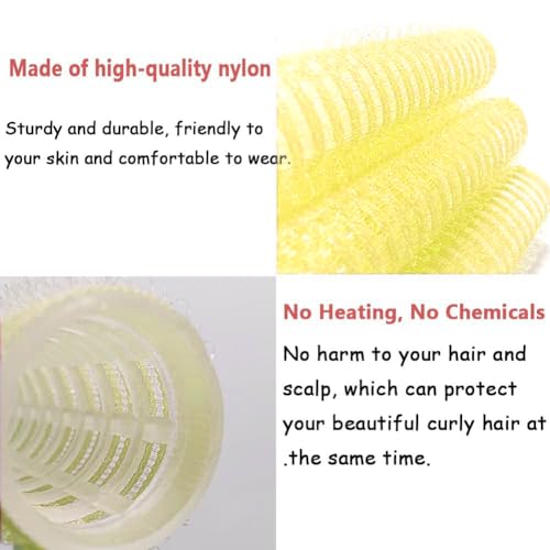 ZMD 18Pcs Self Grip Small Hair Curlers, Plastic Heatless Salon Dressing Rollers DIY Curly Hair Accessories for Women Girls Short Medium Hair (0.8 x 2.4 Inch) - color: Yellow