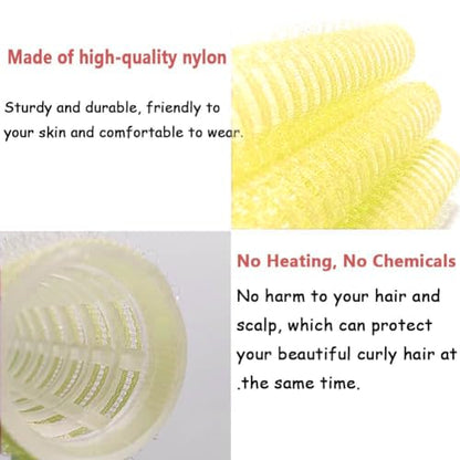 ZMD 18Pcs Self Grip Small Hair Curlers, Plastic Heatless Salon Dressing Rollers DIY Curly Hair Accessories for Women Girls Short Medium Hair (0.8 x 2.4 Inch) - color: Yellow