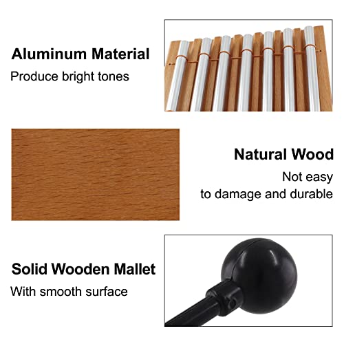 7 Tone Hand Chime, Wood Base Percussion with Black Mallet | Bright Ethereal Tone Lingers Long, Light Tap Produces Rich Timbre, for Yoga Meditation Classroom Mindfulness Practice