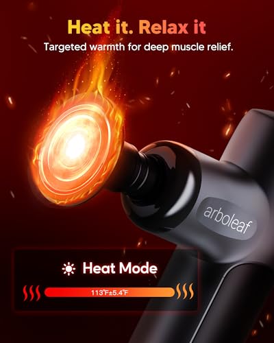 arboleaf Mini Massage Gun with Heat, Percussion for Pain Relief, Portable - color: Carbon Gray