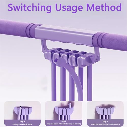 Multifunctional Pedal Resistance Band with Handles, 8-Level Adjustable Exercise Bands for Legs, Detachable TPE Workout Bands Resistance for Ab Crunch, Chest Expansion & Back Stretching - color: Purple