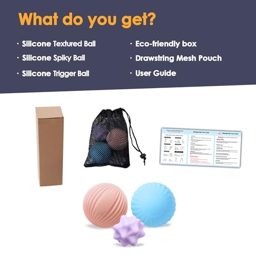 Silicone Massage Ball Set for Myofascial Release | Lacrosse Massage Balls for Trigger Point & Deep Tissue Therapy, Muscle Knots, Plantar Fasciitis & Muscle Soreness Relief - style: Silicone Massage Ball Set for yoga