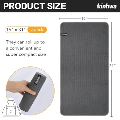 KinHwa Gym Towels - Absorbent Wicking Workout Towels, Quick Dry & Compact, Ideal for Yoga, Fitness, Treadmill or Indoor Bike - color: Gray 280gsm, size: 16"x31"
