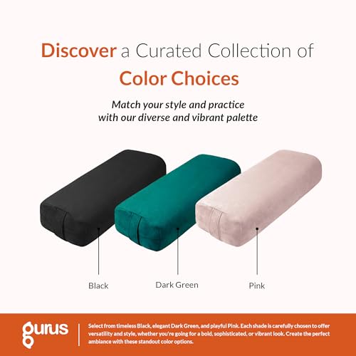 Gurus Super Soft & Firm Yoga Bolster Pillow - Lightweight, Easy to Carry with Handles - Rectangular, Machine Washable Cover