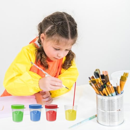 16 PCS No Spill Paint Cups with Lids 4 Colors, Arts and Crafts Supplies for Classrooms, Ultimate Paint Containers with Flat Lid - color: Flat Lid