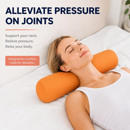 Neck Roll Pillow, Cervical Neck Pillow Bolster Pillow for Sleeping - color: Clay Orange