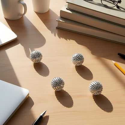 6 Pcs Magnetic Spiky Massage Ball Hand Exercise Relief, Silver - color: Silver
