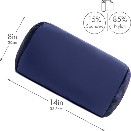 Microbead Bolster Neck Roll Pillow, 14x8 in Cylinder Tube, Dark Blue | Silky smooth face helps prevent sleep creases and hair breakage, light squishy support for head and shoulders, travel ready - color: Dark Blue