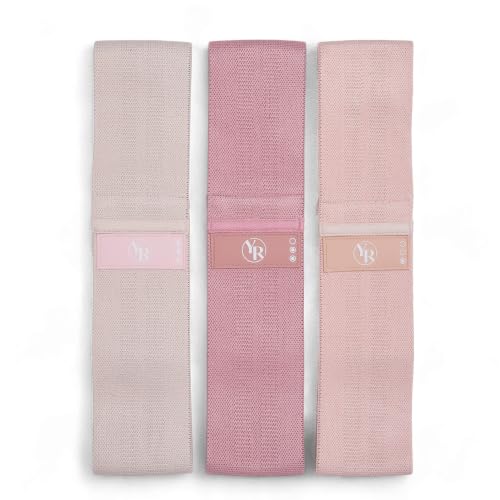 Fabric Booty Bands Set, 3 Resistance Levels for Pilates - color: Blush