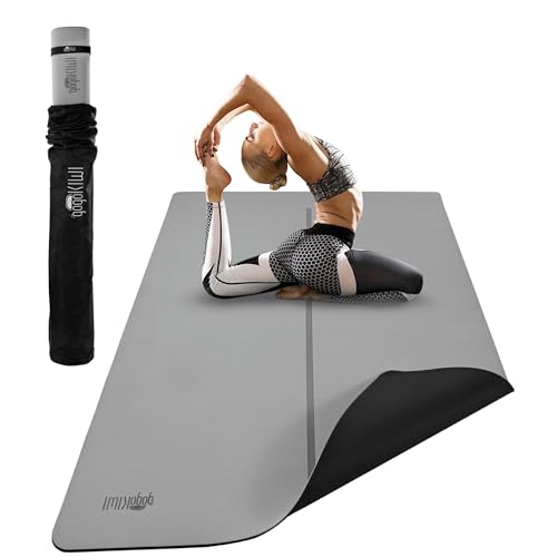 Gogokiwi Large Yoga Mat (6'x4') – 1/4" & 1/2" Thick Exercise Mats for Home Workout, Extra Wide Workout Mats for Home Gym, Yoga, Pilates, Stretching, Floor & More - color: Cool Grey, size: Standard (1/4 Inch Thick)