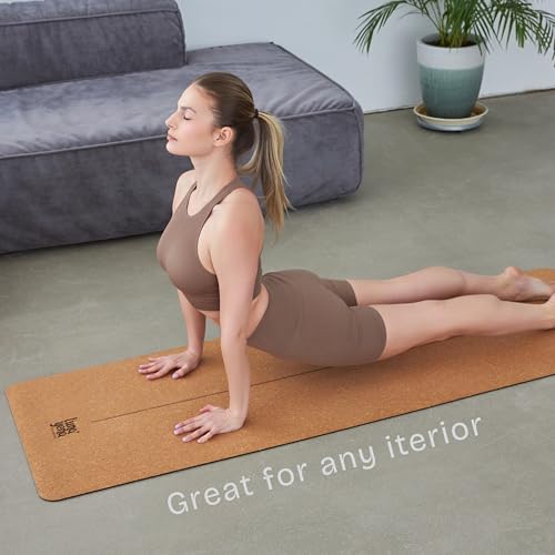 LunaYena Cork Yoga Mat - Eco-Friendly Non-Slip Natural Cork & Non-Toxic Rubber Base for Women & Men, 4mm Thick for Hot Yoga/Pilates/Fitness, 72"x24" Durable Sustainable Design for Home/Studio/Outdoor