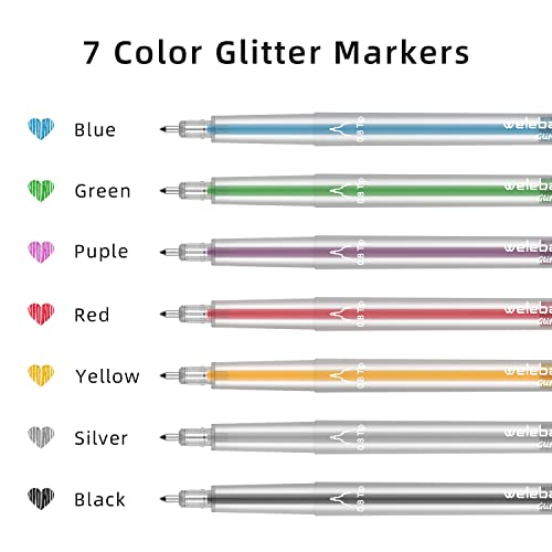 Glitter Gel Pen Set Compatible with Cricut Maker 3/Maker 4/Maker/Explore 3/4/5/Air 2/Air, 0.8 Tip Glitter Pen Set of 7 Pack Medium Point Pen, Writing, Drawing, Invitations, Cards - color: 7 Glitter Pens