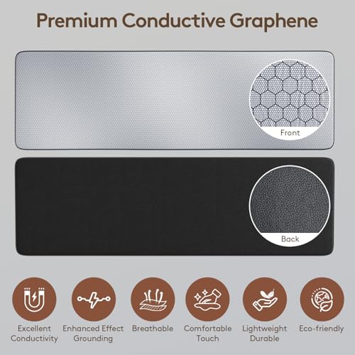 Graphene Grounding Mat for Bed, Sleep & Pain Relief, King Size | Conductive Graphene Material with 15ft Cord & 100K Ohm Safety Resistor, Grounding Mat for Bed, Desk, Office & Couch - size: King