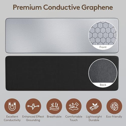 Graphene Grounding Mat for Bed, Sleep & Pain Relief, King Size | Conductive Graphene Material with 15ft Cord & 100K Ohm Safety Resistor, Grounding Mat for Bed, Desk, Office & Couch - size: King