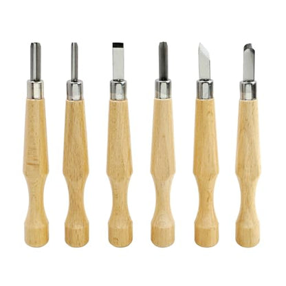 6-Piece Wood Carving Tools Set, Linoleum and Lino Cutting Tools with V-Shaped Chisels, Professional Woodcut and Stamp Carving Kit for Printmaking, 4.5mm 5.8mm 6.8mm 7.2mm