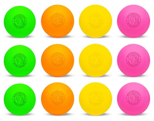 Signature Lacrosse Ball Set - Packs of 2, 4, 8, 12, and 100 - No Chemical Smell Massage Balls, Myofascial Release Tools, Back Roller, Muscle Knot Remover - color: Assorted, size: 12 Balls